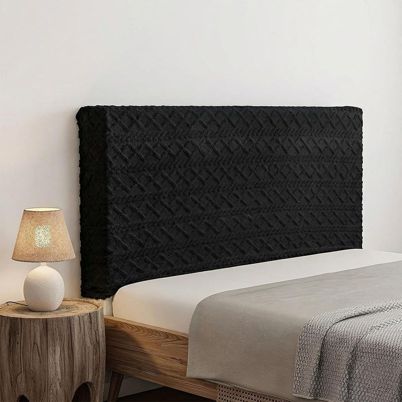 Gilprop Bed Headboard Cover Stretch Jacquard Bed Head Board Slipcover Dustproof Protector Velvet Cover for Bedroom Decor(Black Queen 59"-67") - Image 1
